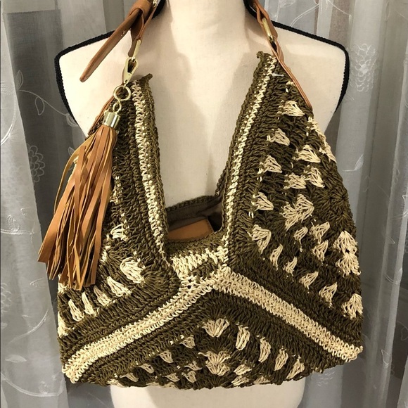 Franco Sarto 100% paper shoulder  bag tassels NWOT - Picture 1 of 10